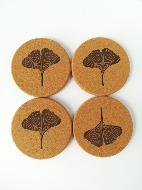 Set of 4 ginkgo leaf coasters