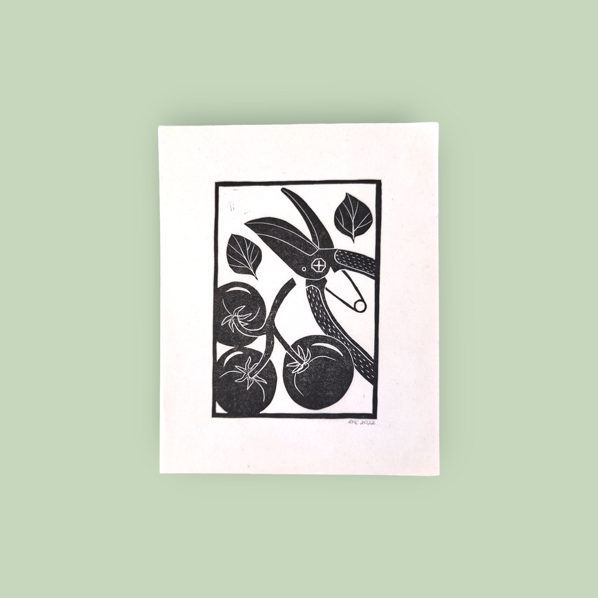 Citrus Fruits Lino Print - Hand Printed Original