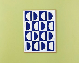 Boxed set of 6 - Abstract linocut semi circle cards