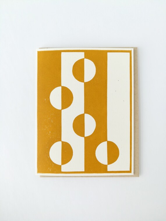 Abstract circles linocut greeting card