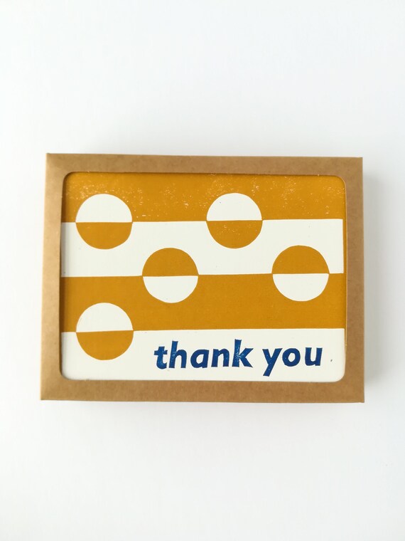 Boxed set of 6 - Abstract linocut circle pattern cards