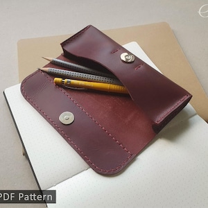Padrão de estojo de couro - Estojo de caneta de couro - Padrão de impressão fácil - Padrão de couro - Modelo de padrão - Padrão PDF - Padrões feitos à mão