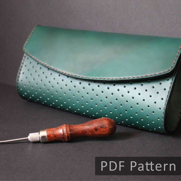 Leather clutch bag PDF pattern - bag template - Leathercraft - PDF download