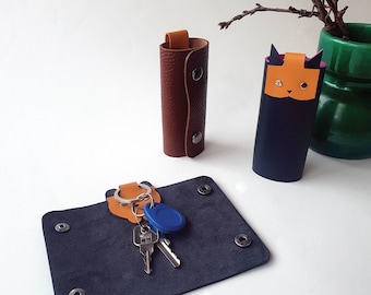 Leather Key Case PDF Pattern, DIY Key Holder Leathercraft Template, Digital Download