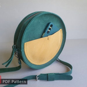 Leather Round Crossbody Bag Pattern - Leather Circle Bag Pattern - Handmade Leather Bag - PDF Pattern - Leather DIY - Template Digital