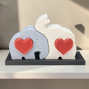 Interlocking Elephant Sculpture, Shared Heart Keepsake, Anniversary Gift