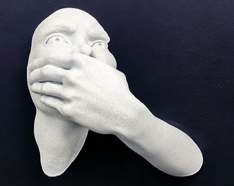 Abstract Sculpture, Surreal Art, Surrealism Wall Hanging, 3D Wall Art, Shocked Face Sculpture,  Surrealism Statue, Abstract Home Decor