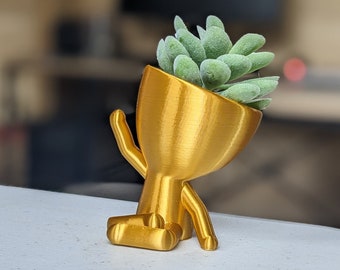 3D Printed People Planter – Cute Succulent Pot, Teacher Gift