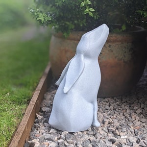 Moongazing Hare Garden Sculpture, Wild Hare Ornament, Garden Ornament Indoor & Outdoor Decor, Garden Statue Decor, Tall Rabbit Garden Statue