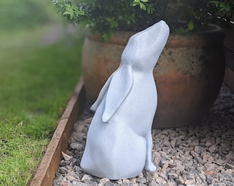 Moongazing Hare Garden Sculpture, Marble Finish, Indoor Outdoor Decor