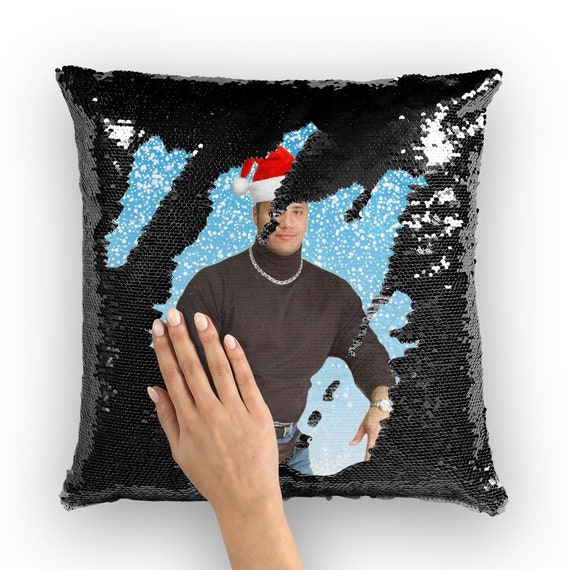 The Rock Meme Face Sequin Pillow Cover Funny the Rock Face -  Sweden