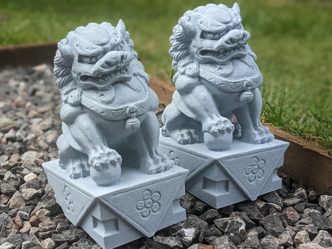 Foo Dogs Pair Garden Decor, Fu Temple Dog, Chinese Statue