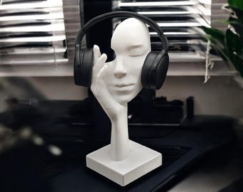 Abstract Headphone Stand, Female Face Headphone Holder, Abstract Statue, Headphones Stand, Female Body Art, Abstract Decor Desk
