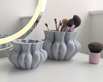Porta-pincéis de maquiagem em formato de bumbum - Prato de maquiagem moderno - Estilo feminino - Porta-pincéis de maquiagem - Decoração em formato de bumbum - Ecológico