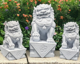 Foo Dogs Garden Decor, Fu Temple Dog, Chinese Statue Garden Decor, Balinese Decor, Balinese Garden Statue, Oriental Ornament Statue