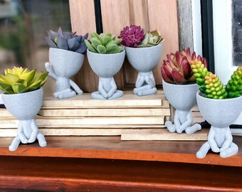 People Planter - Sitting Figure  - Succulent Planter - Cute Plant Pot - Little People - Meditating - Yoga - Legs Planter - Home Decor