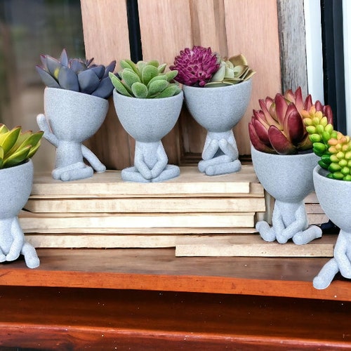 People Planter - Sitting Figure  - Succulent Planter - Cute Plant Pot - Little People - Meditating - Yoga - Legs Planter - Home Decor