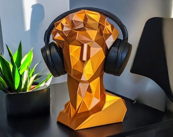 David Statue Headphone Holder, David Headphone Stand,  Bust of David Statue, Headphones Stand, David Sculpture Desk Decor, Desk Accessories