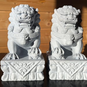 Foo Dogs Statues, Foo Dog Pair, Female Fu Temple Dog, Foo Dog Cubs, Chinese Garden Statue, Oriental Ornament Statue