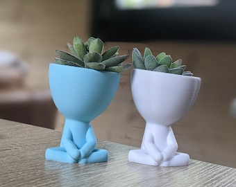 Meditating Yoga Person Planter – 3D Printed Succulent Pot
