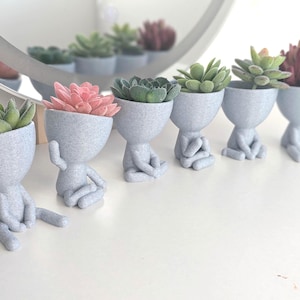3D Printed People Planter – Meditating Figure, Succulent Pot
