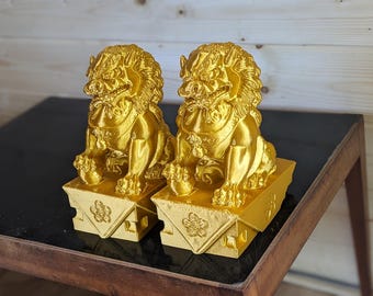 Foo Dogs Garden Decor, Fu Temple Dog, Chinese Statue Garden Decor, Foo Dog Pair, Guardian Lion Statue, Chinese Garden Ornament