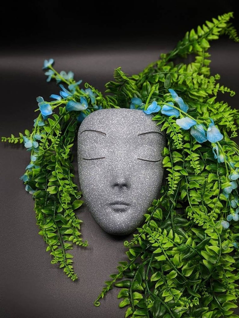 Female Face Planter Wall Art Women Head Planter Home Etsy
