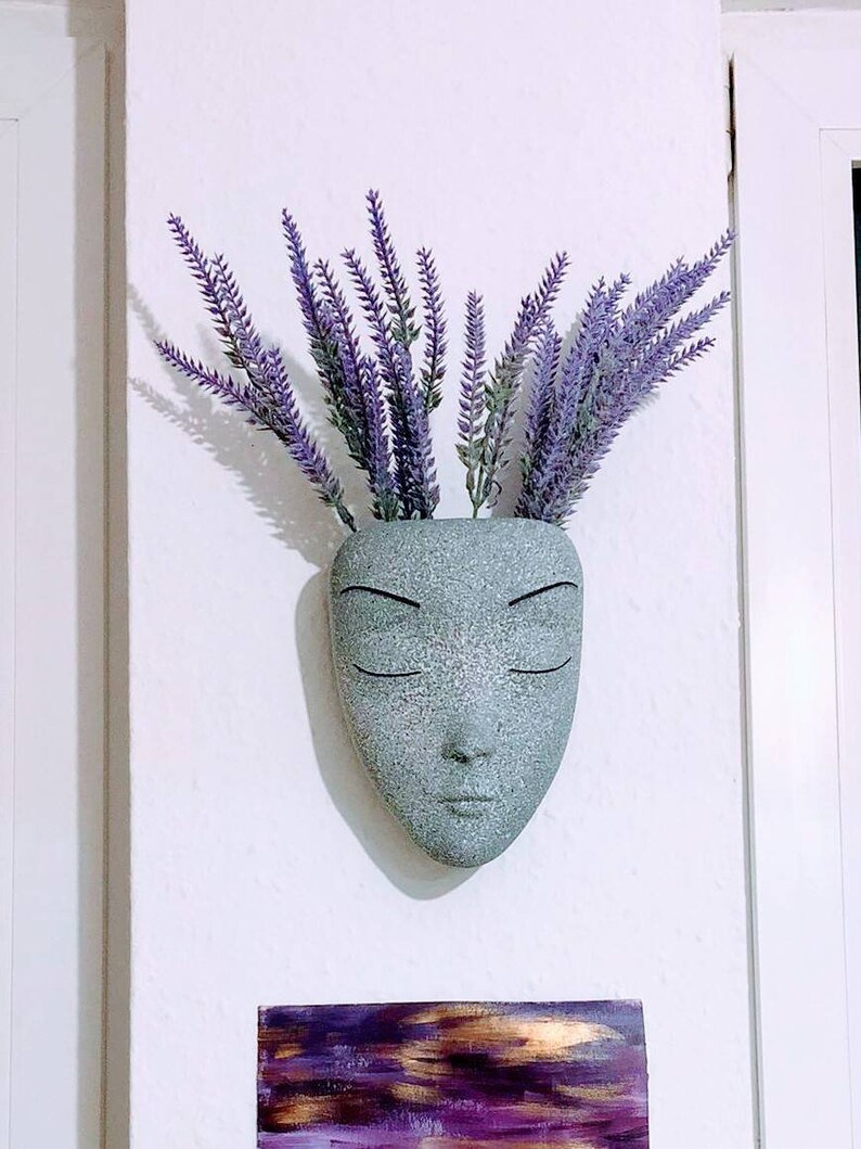 Female Face Planter Wall Art Women Head Planter Home Etsy