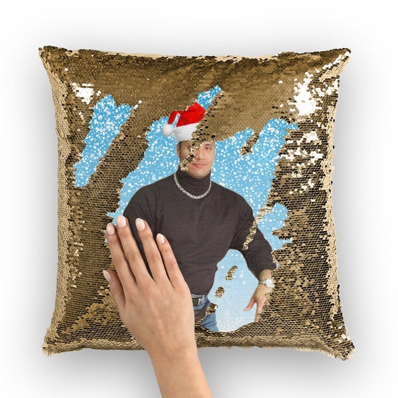 The Rock Meme Face Sequin Pillow Cover Funny the Rock Face 