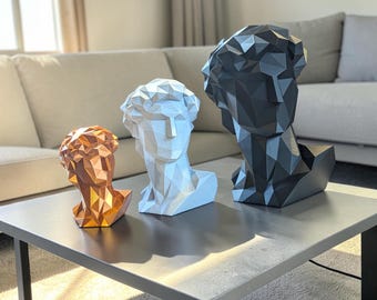 Geometric Statue of David Bust, Abstract Home Decor, Statue of David