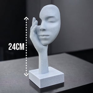 Abstract Sculpture, Women Face Hand Ornament - 3D Printed Abstract Statue, Modern Art, Home Decor