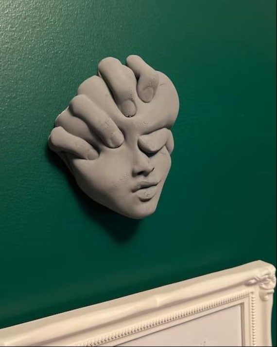 Abstract Sculpture, Home Decor, 3D Wall Art,  Modern Wall Art, Head Sculpture, Women Face Squashed Head Sculpture Wall Hanging