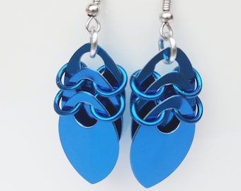 Anodized Aluminum Scalemail Earrings - Handmade