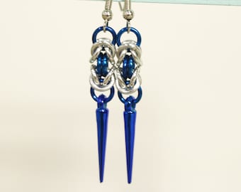 Handmade Byzantine Royal Blue Spike Earrings