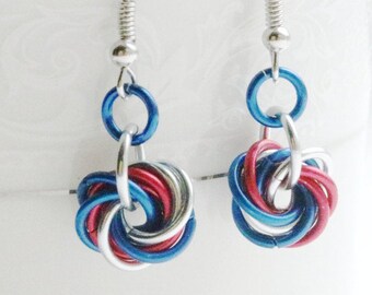 Moorish Rose Earrings, Handmade Chainmaille Jewelry