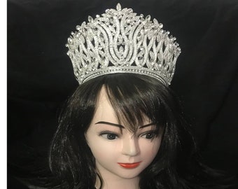 diadeem, Tiara kroon, zilveren tiara, bruids kroon, koningin diadeem, kristallen tiara, bruiloft tiara, bruids tiara, zilveren kroon, vrouw