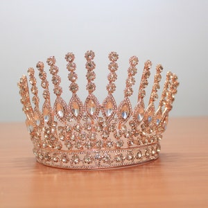Rose Gold Hair Tiaras, Wedding Crowns Rhinestones, Rose Gold Tiaras Crowns, Birthday prom Tiaras, Crowns for bride
