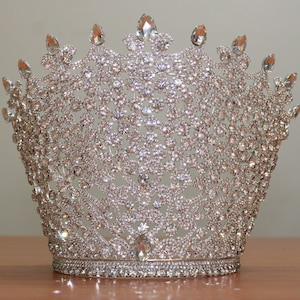 Royal Crown 18 cm, 7&#39;&#39; inches Hair Accessories Tiaras, Crown For Bride, Silver High Tall Crowns, Royal Tiaras, Crowns Bridal headpieces
