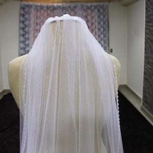 Glitter beaded Veil, shinny Bridal Veil, Beaded glitter veil, 1 tier beads edge veil, ivory beads veil, glitter bridal veil, sparkle veil