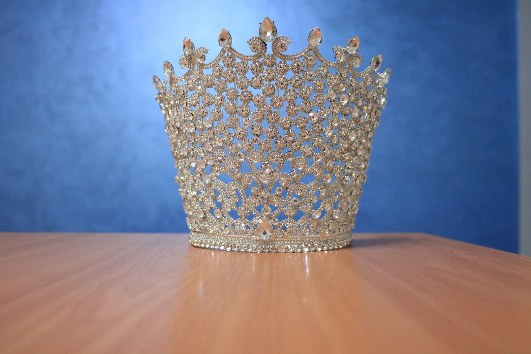 Royal Tall Crowns 18 Cm, 7'' Inches Hair Tiaras, Crown for Bride