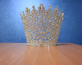Royal Tall Crowns 18 cm, 7'' inches Hair Tiaras, Crown For Bride, Silver High Tall Crowns, Royal Tiaras, Crowns Bridal headpieces