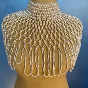 Handmade pearl body Chain, bridal body jewelry, Pearl Body Chain Bra, Shoulder Necklaces Bra, pearl cape, bikini jewelry, Wedding cape