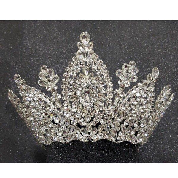 Tiara Crown for women, Diadem silver crown, Tiaras for bride, Queen Crowns, Silver Crowns for women, Bridal Tiara, rhinestones Headpiece
