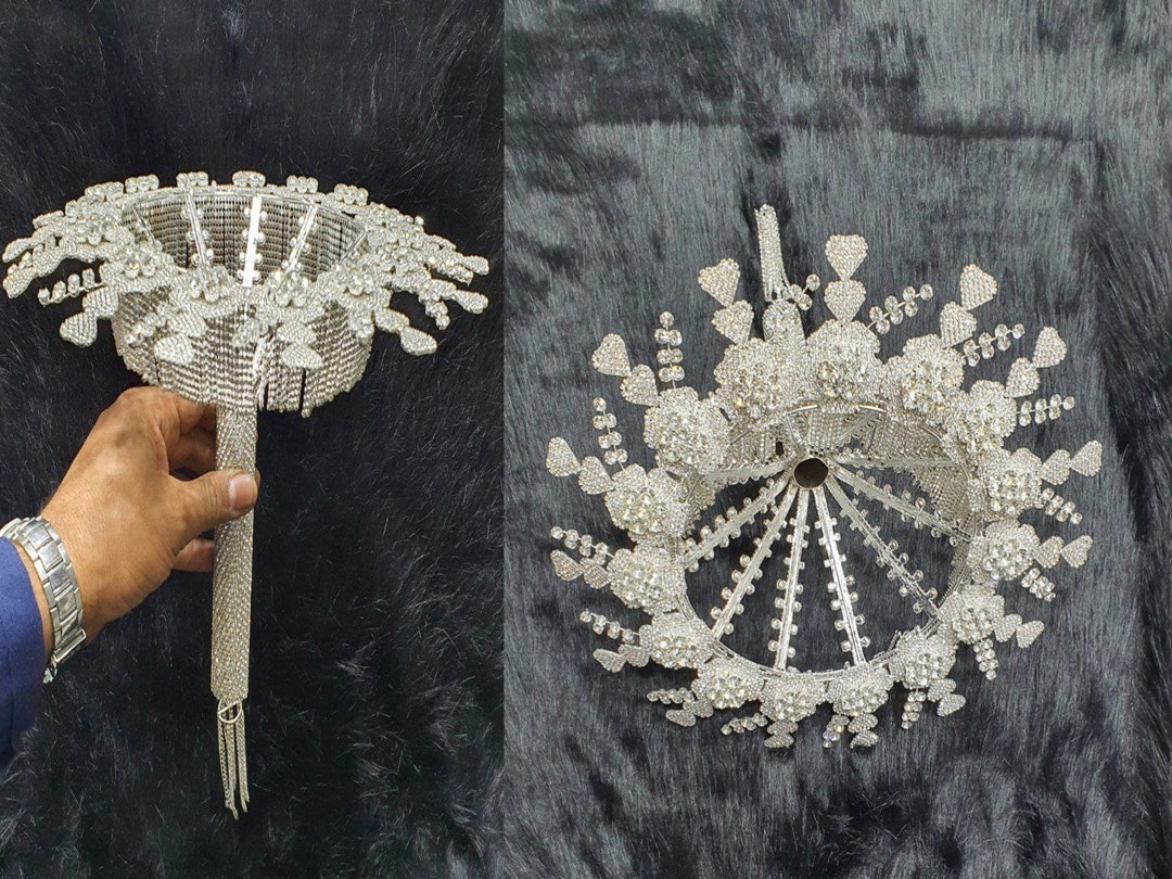 Silver Bouquet Holder Bridal Crystals Flower Holder Brooch Etsy