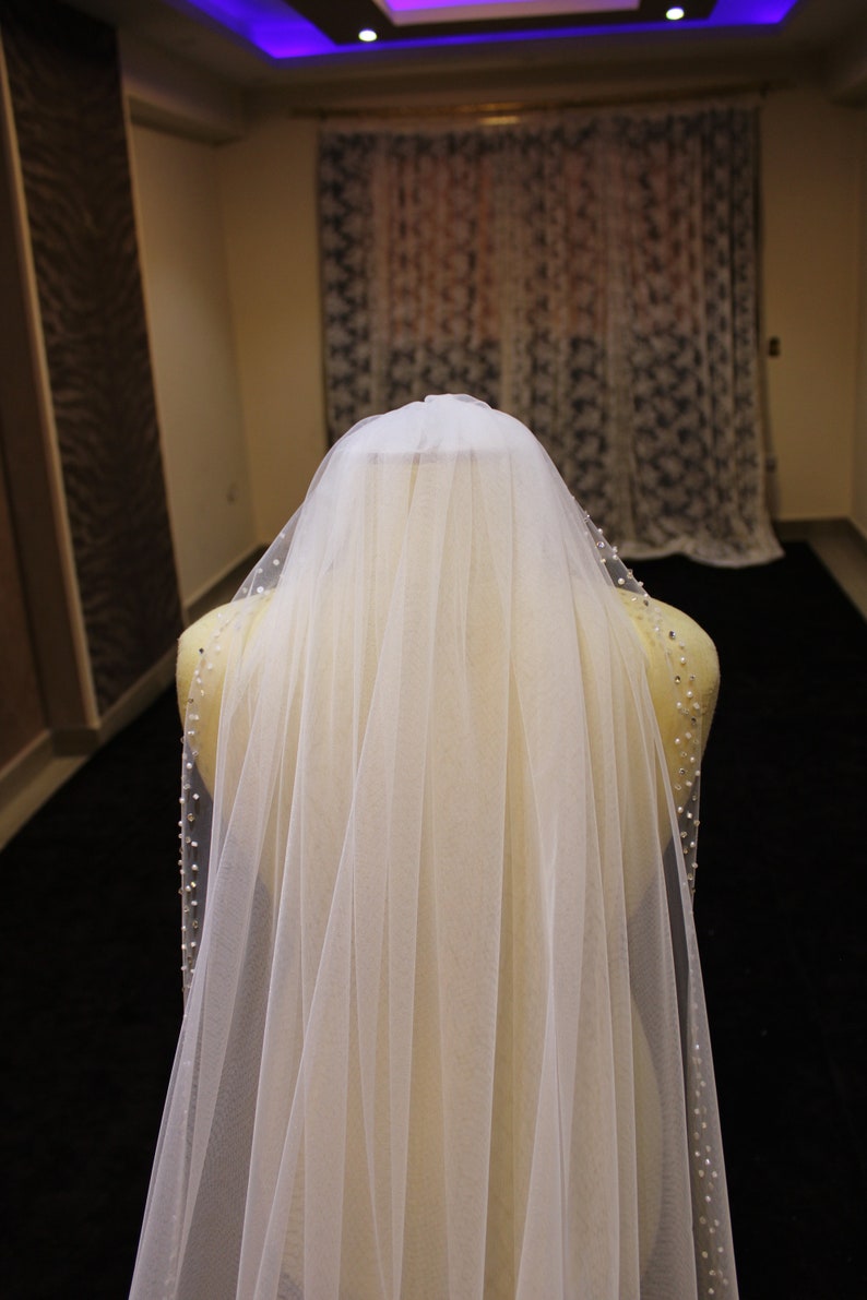 Bridal Veil Rhinestones, Wedding Veil Beads Trim, Veil Silver Beads