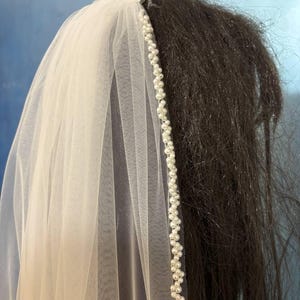 Voile de mariage de perles cathédrale 5 mètres, voile de perles florales, voile long de perles, voile de bord de perle avec peigne