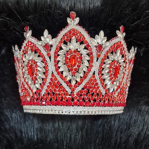 Red Queen Crown, Royal Tiaras for bride, Gold tall crowns, Queen Crowns for women, silver crown for bride, Wedding headpieces
