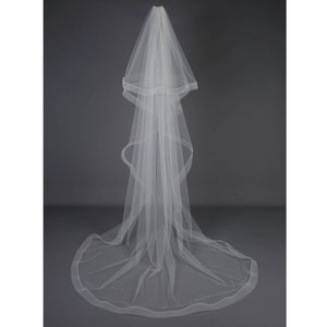 bridal horsehair veil, wedding veil horsehair edge, pearls Horsehair veil, 2 tier horsehair veil for bride, horsehair ribbon veil