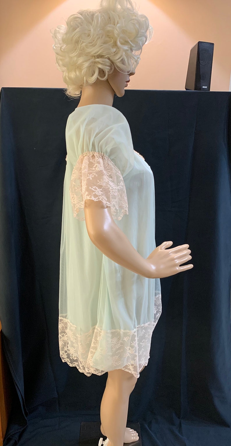60s Mint Green Babydoll Lingerie Nightgown Short Double Layer Etsy