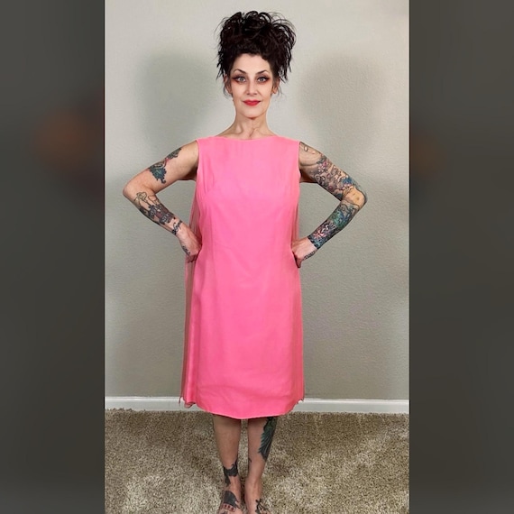 60s Magenta Pink Chiffon Cape Dress: Vintage Mod Rhinestone Sheath - Etsy  Canada